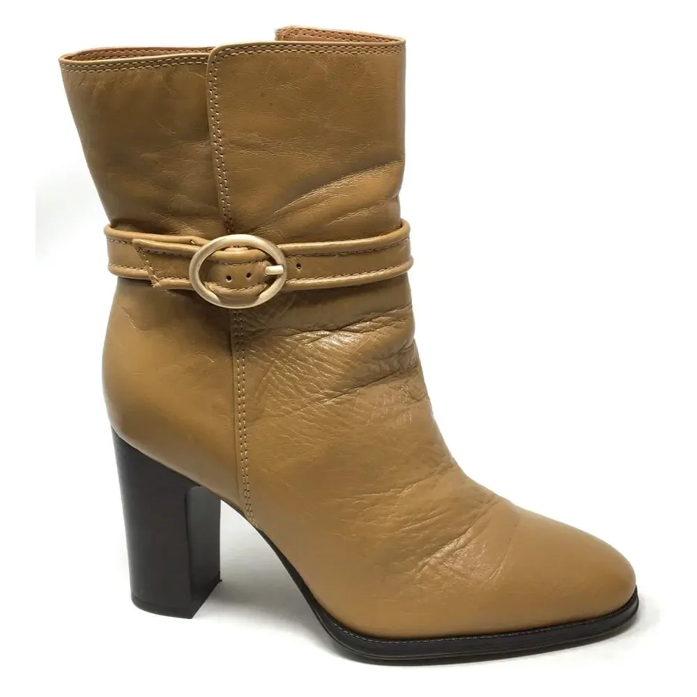 Franco Sarto Informa Wren Women's Size 8 Tan Leather Mid Shaft Ankle Booties